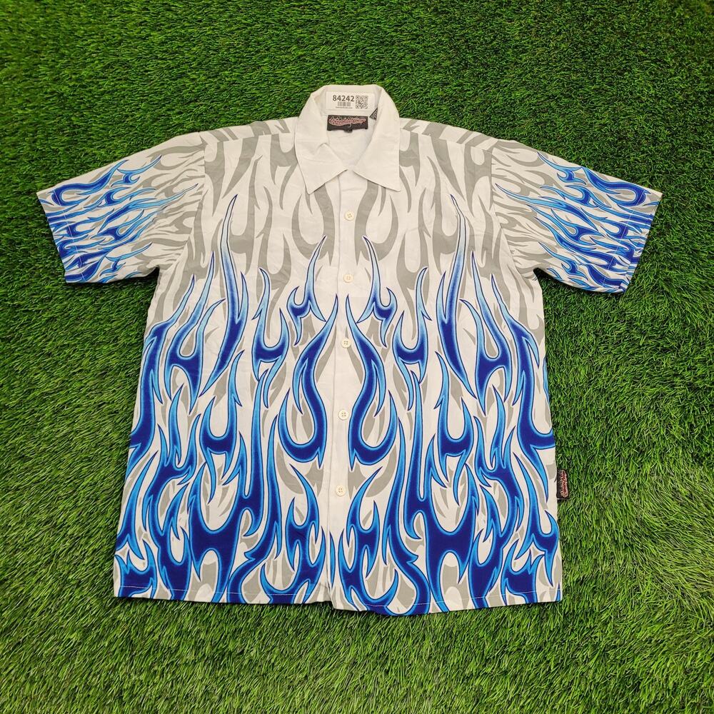 Vintage Sapphire-Lounge Tribal Flames Shirt S/M 22x28 Extra Baggy
